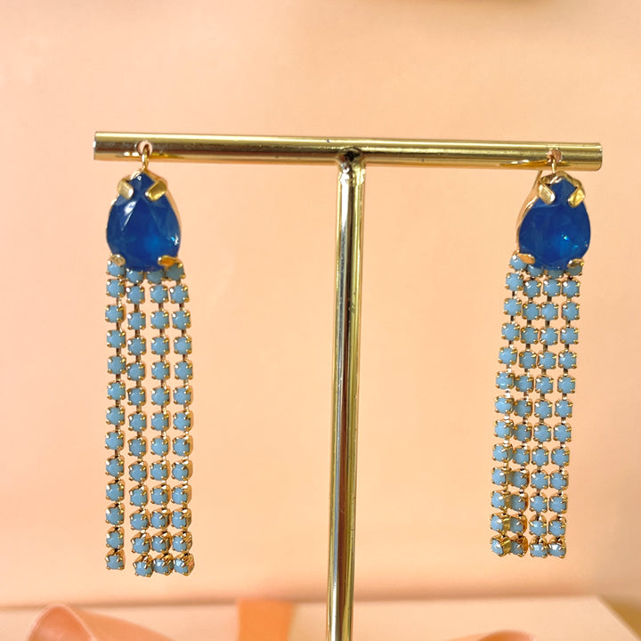 Turquoise & blue Swarovski crystals hooks