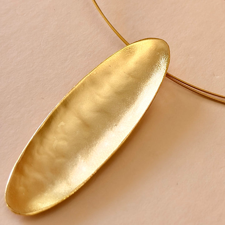 Handmade Oblong Gold Necklace | Gold Plated | ZsaZsa