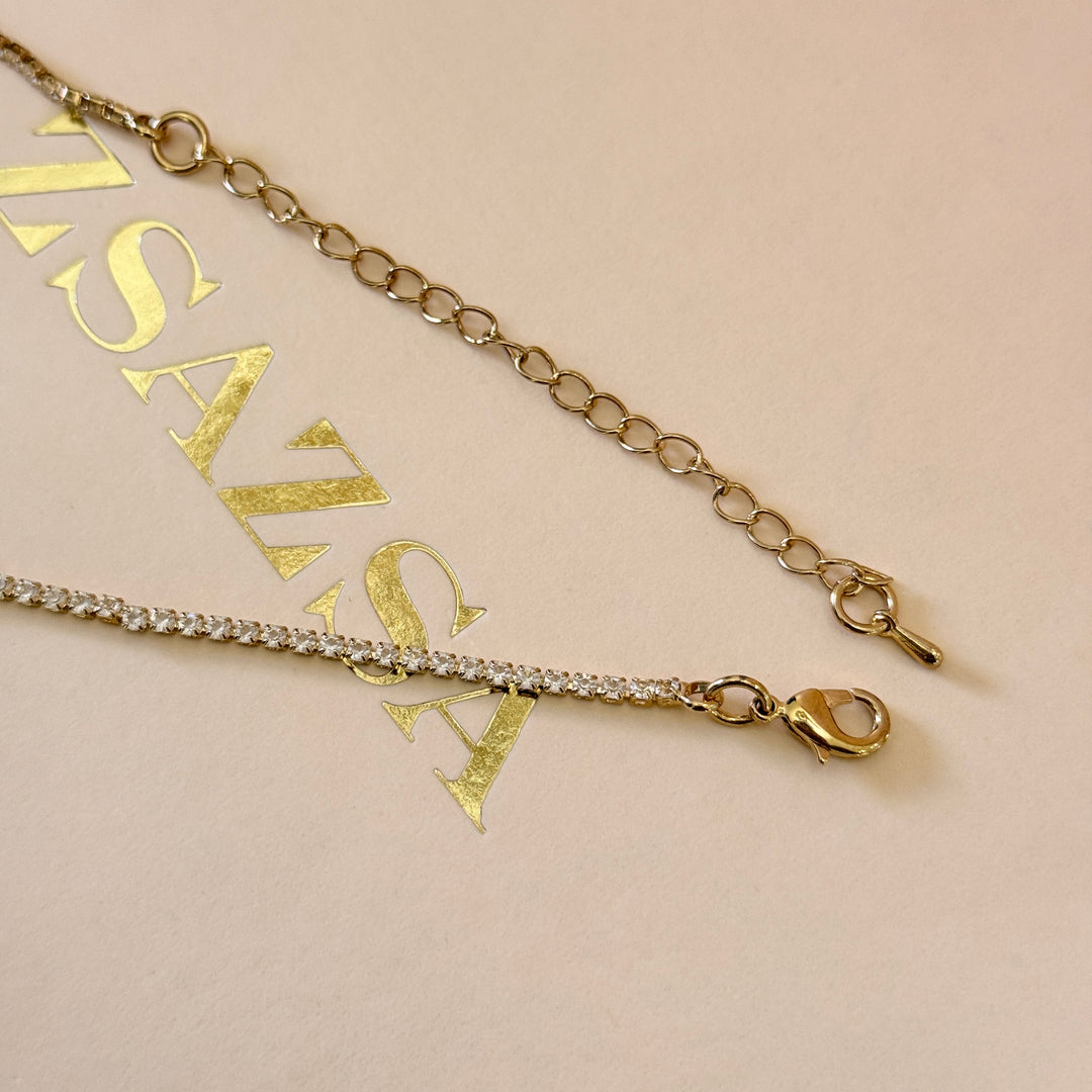 Zircone marquise gold plated double bracelet