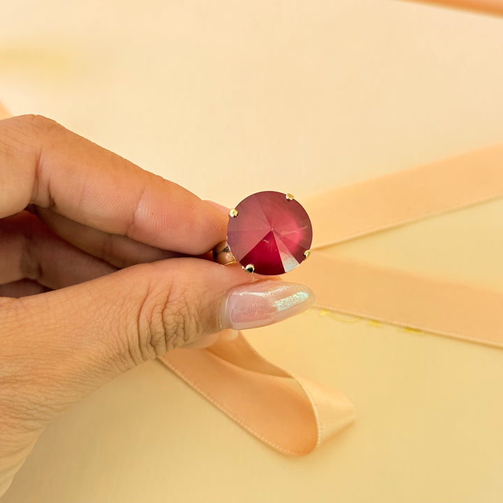 Round red Swarovski crystals earrings and ring
