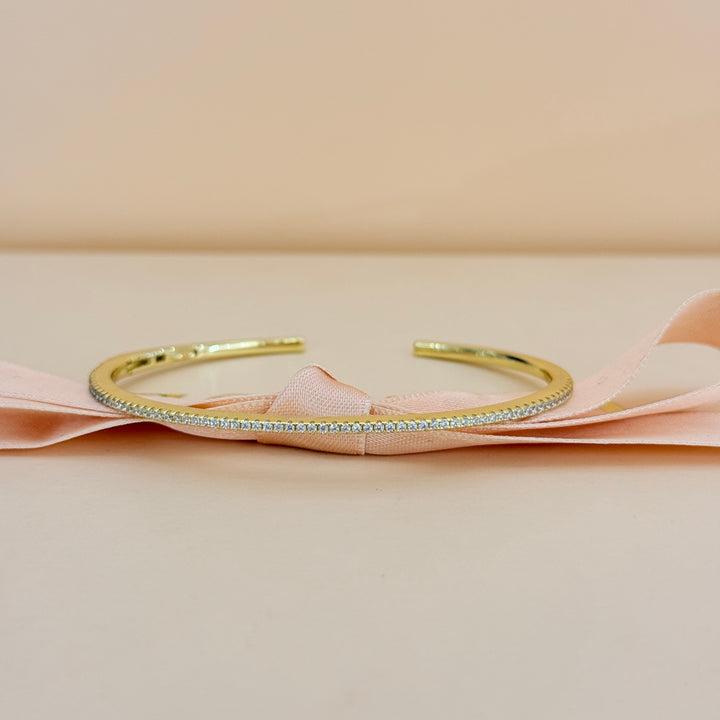 Zircone dainty sterling silver gold plated bangle