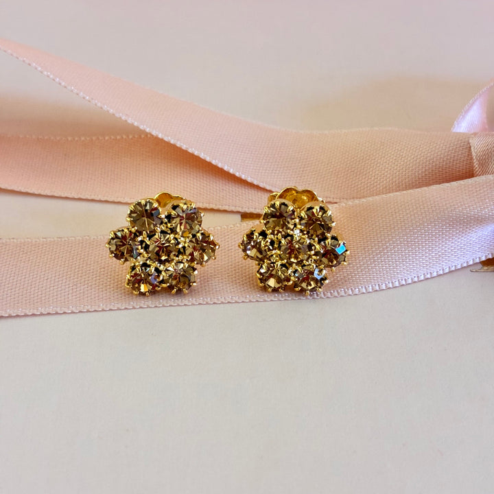 Flower bronze crystals gold plated set