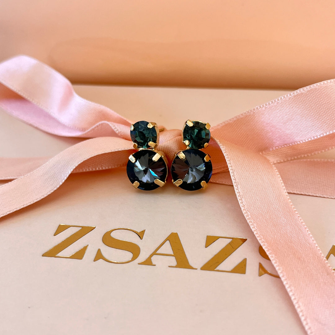Grey double preciosa crystals studs