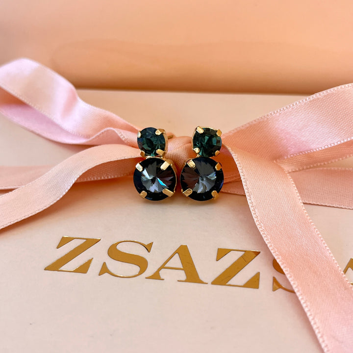 Grey double preciosa crystals studs