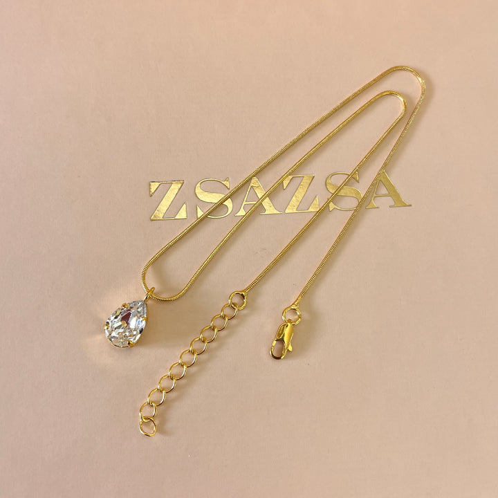 Preciosa crystals teardrop gold plated pendant