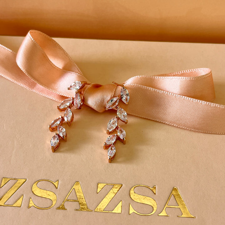 Marquise zircone rose gold plated earrings