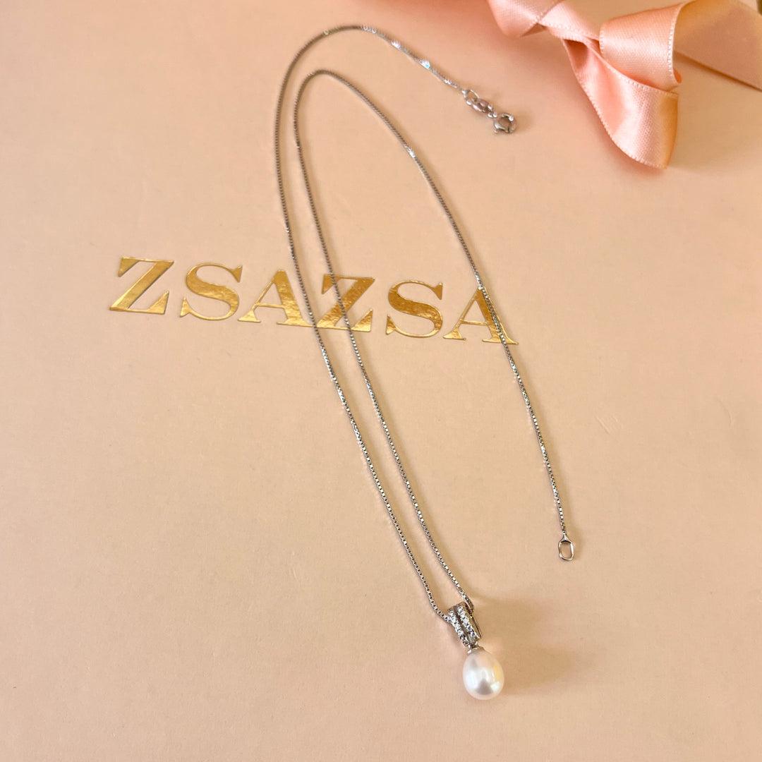 Zircone and fresh water pearls Sterling silver set