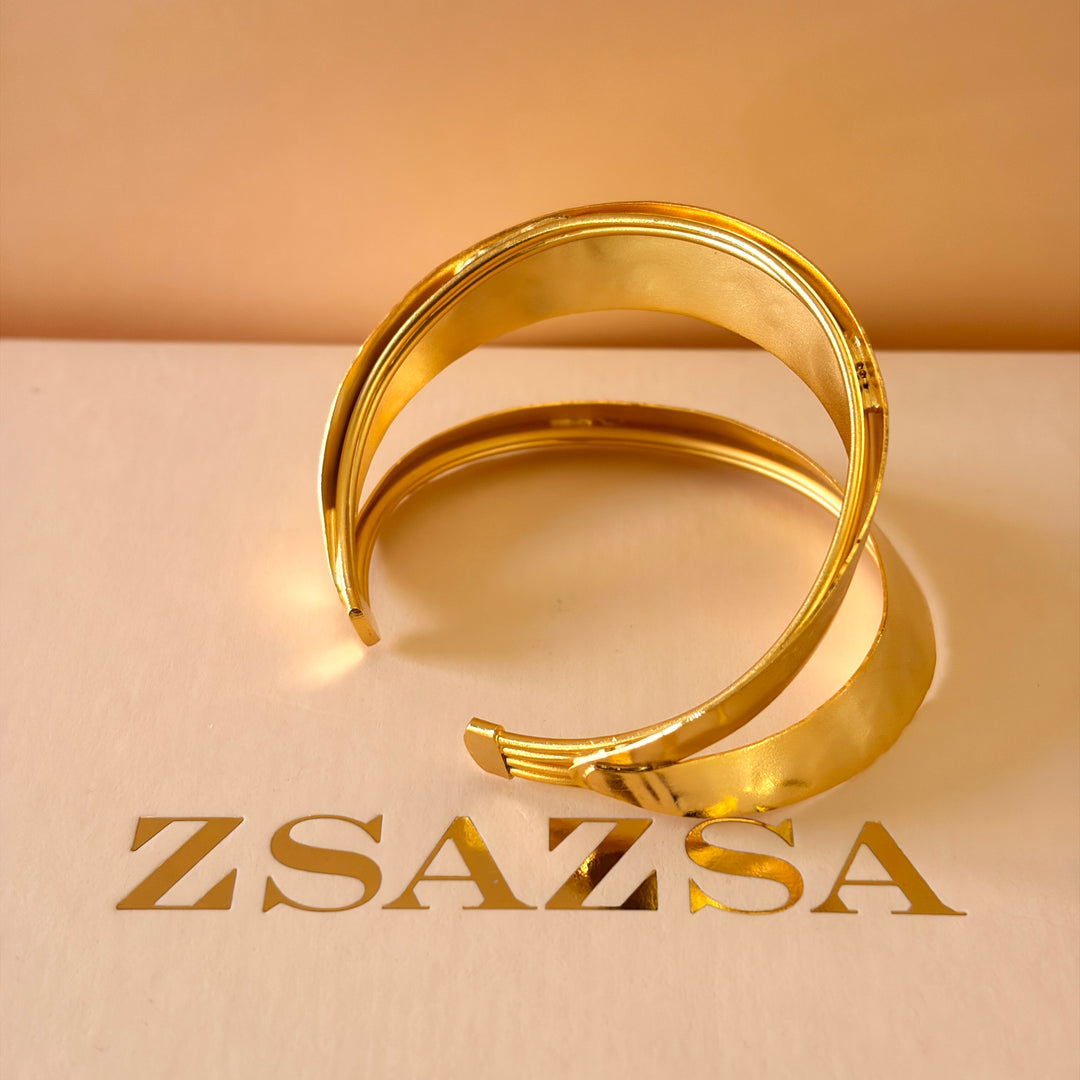 Handmade 2 Row  Gold Bangle | Gold Plated | ZsaZsa
