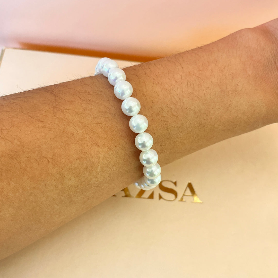 White Mallorca pearls white gold plated bracelet