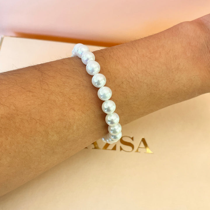 White Mallorca pearls white gold plated bracelet