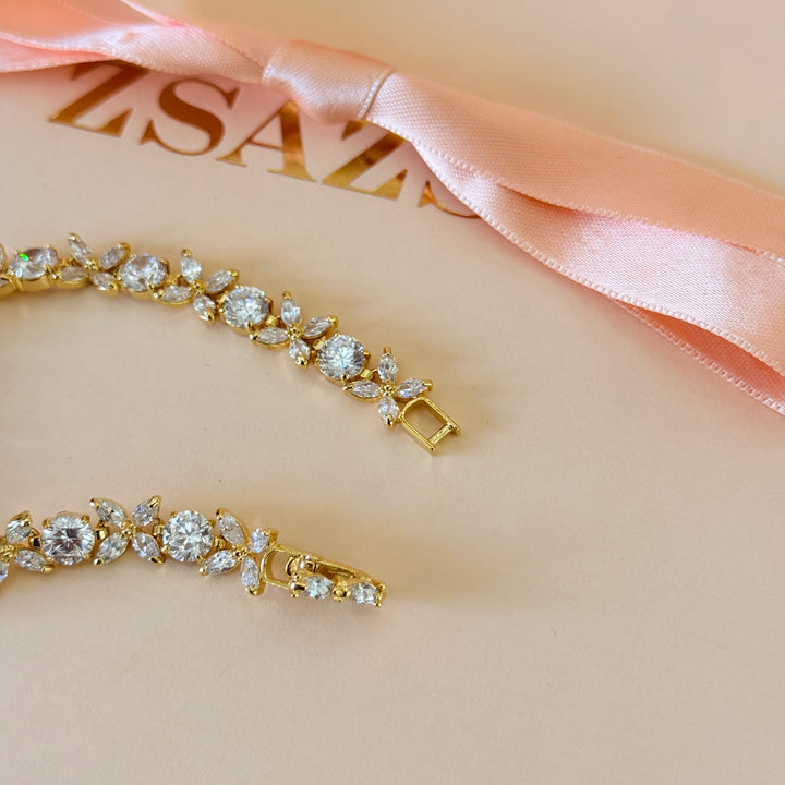 Zircone marquise flower gold plated bracelet