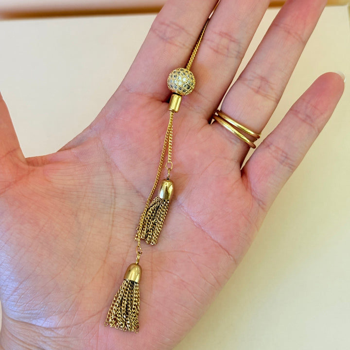 Zircone ball gold plated necklace