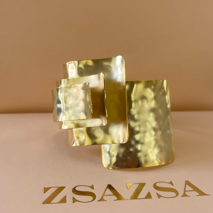 Gold handmade earrings & bangle