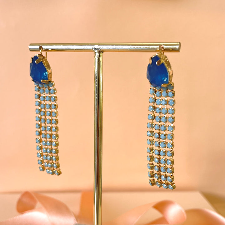 Turquoise & blue Swarovski crystals hooks