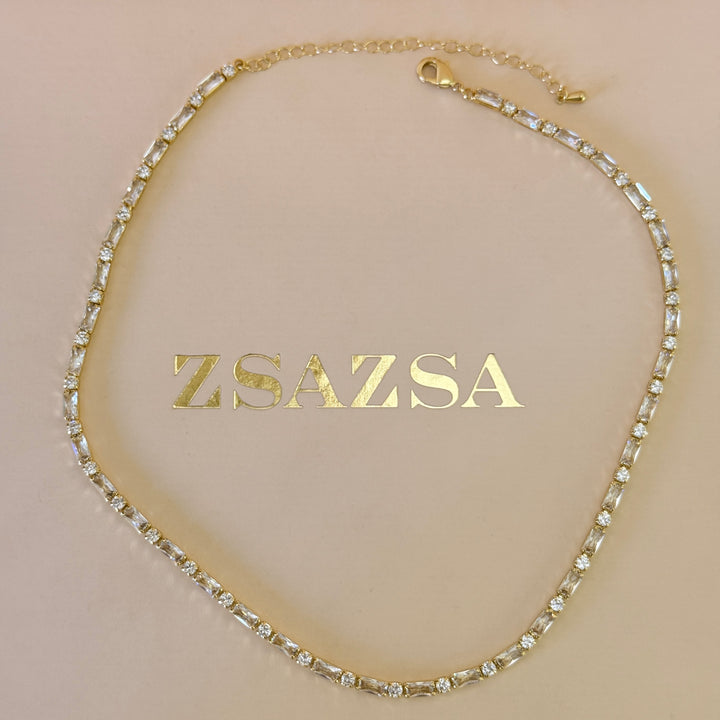 Zircone baguette gold plated necklace