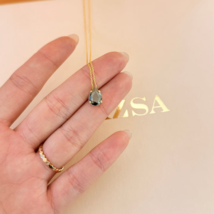 Dainty grey teardrop sterling silver gold plated set