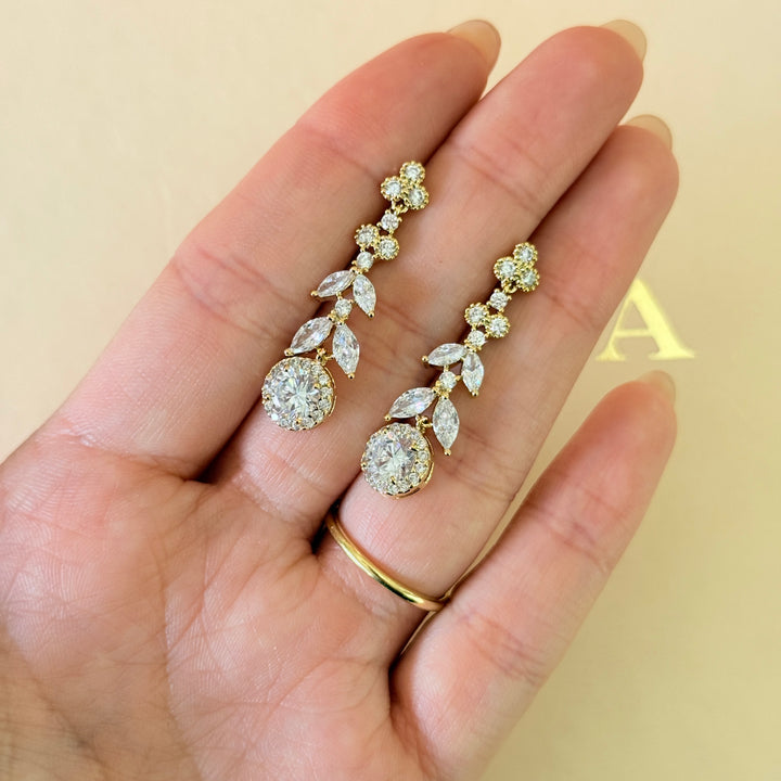 Marquise zircone gold plated earrings and bracelet