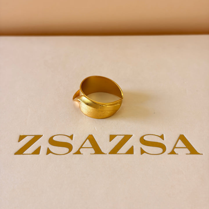 Handmade Plain ring with a Curve Gold Ring | Gold Plated | ZsaZsa
