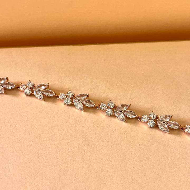 Marquise and round zircone rose gold plated bracelet