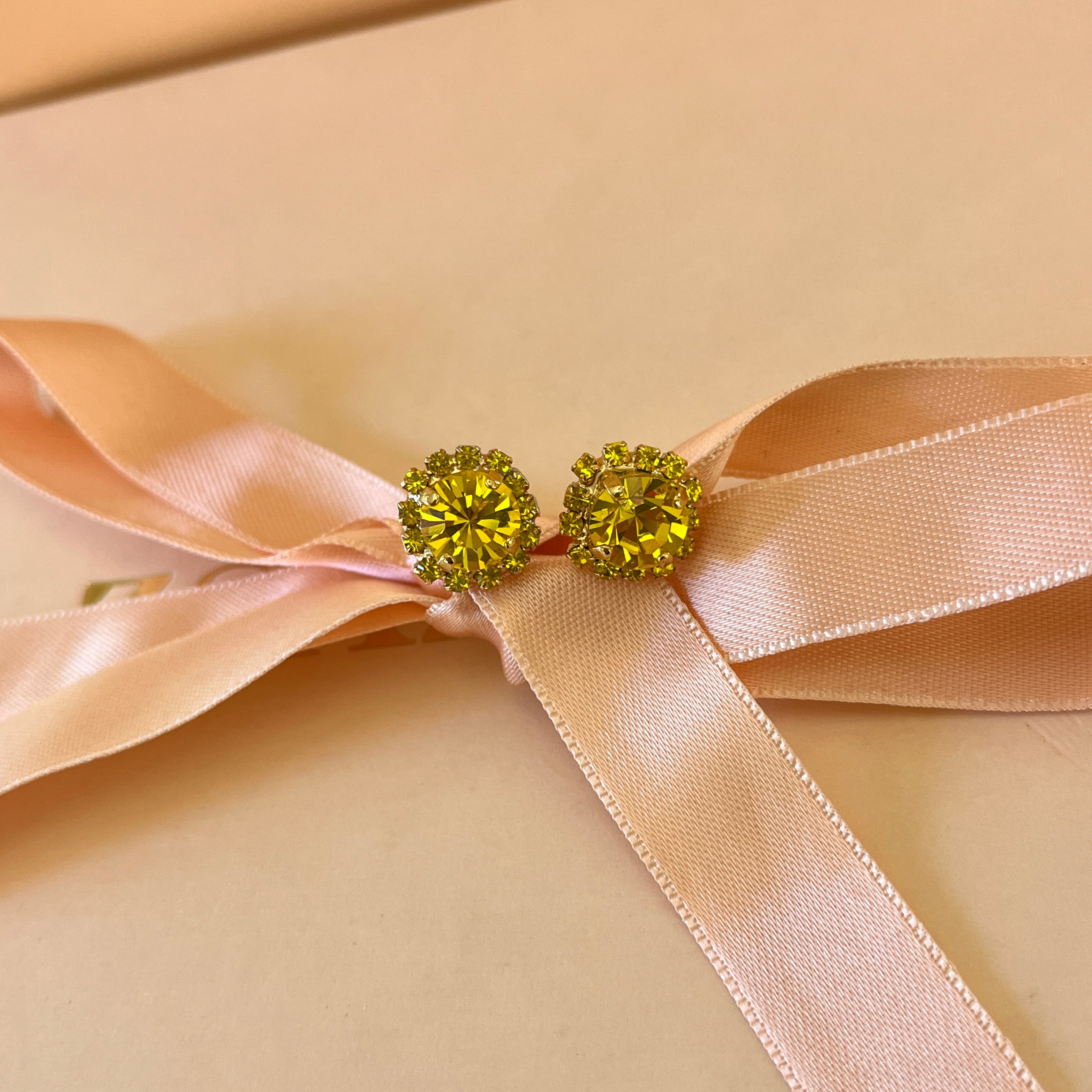 Yellow Swarovski crystals studs