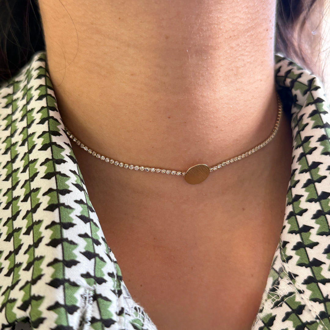 Rhinestone dainty gold plated choker