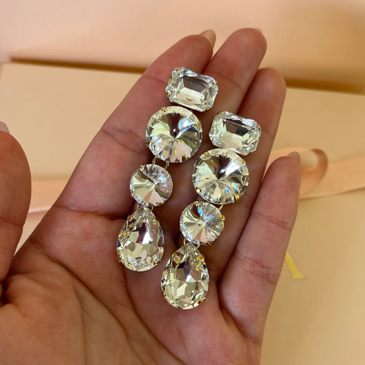 Swarovski crystals mix of shapes  gold plated earrings and bracelet
