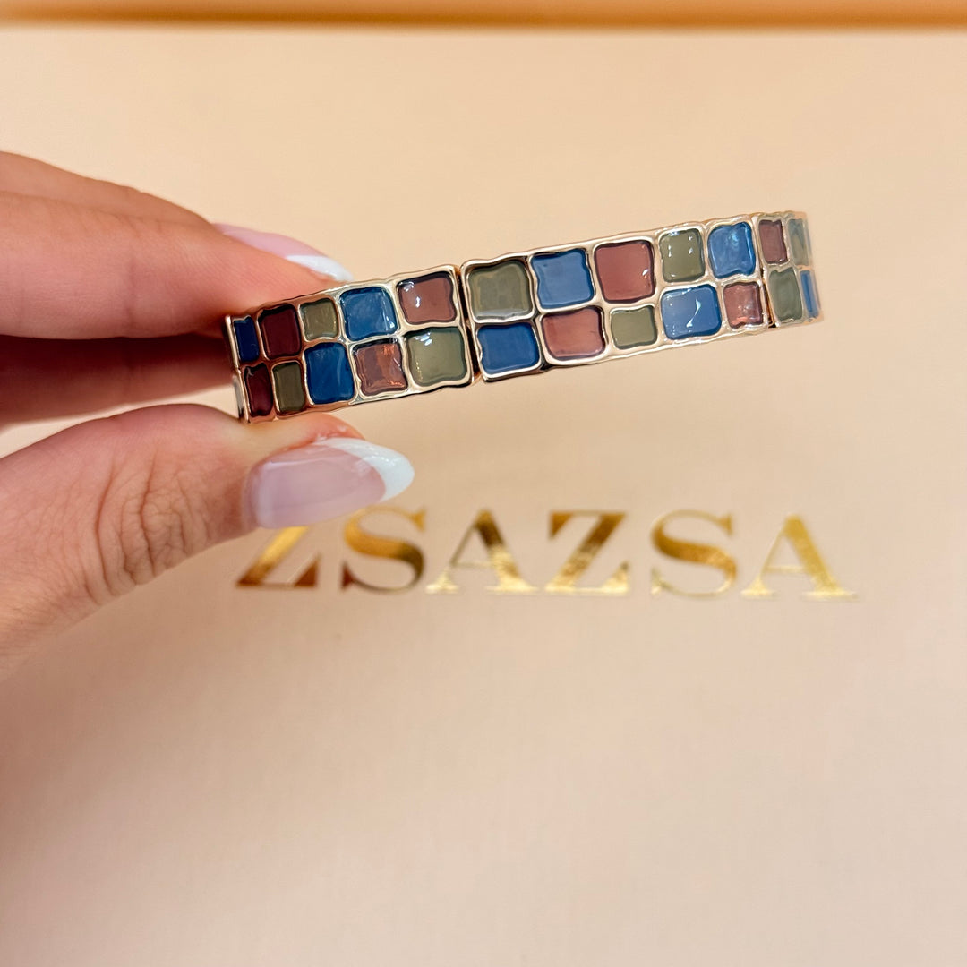 Brick Red, Blue & Bronze Rose Gold Plated Enamel Set