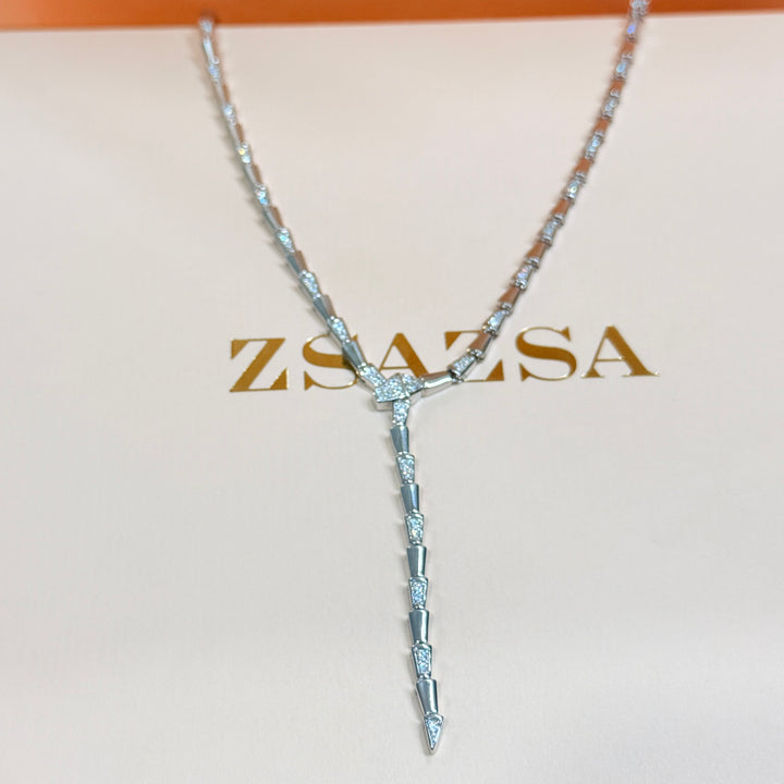 Y-Drop zircone sterling silver Necklace and bracelet
