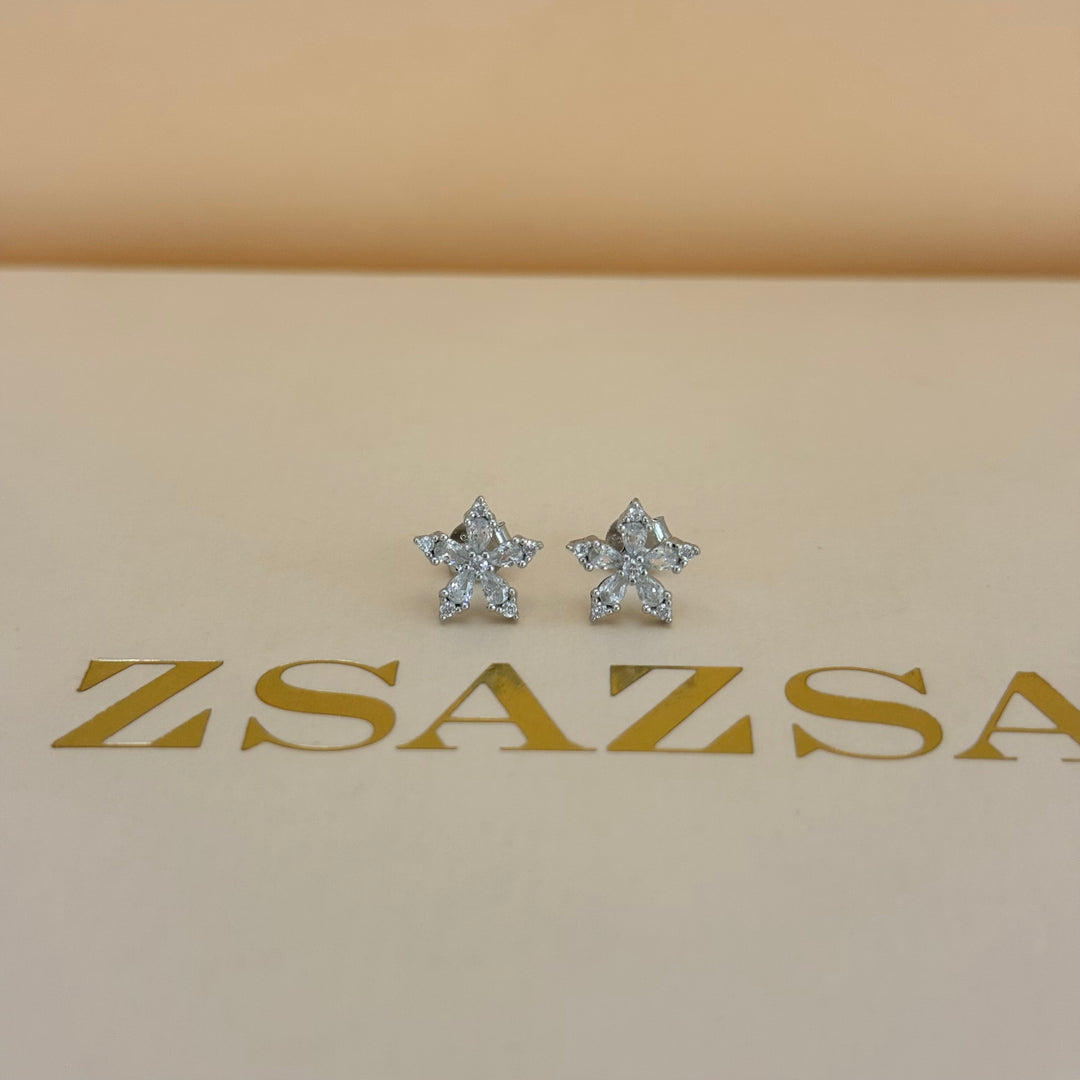 Dainty flower zircone sterling silver set