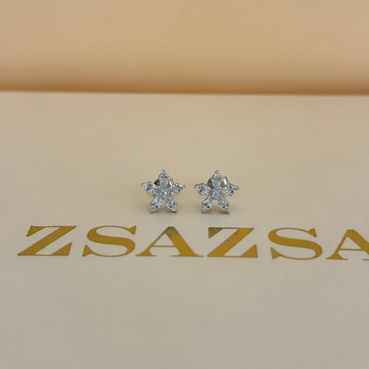 Dainty flower zircone sterling silver set