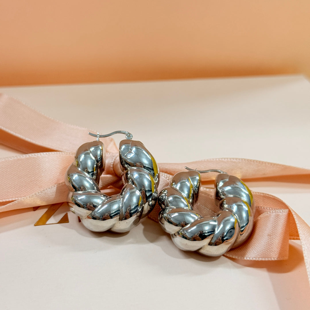 Chunky sterling silver hoops