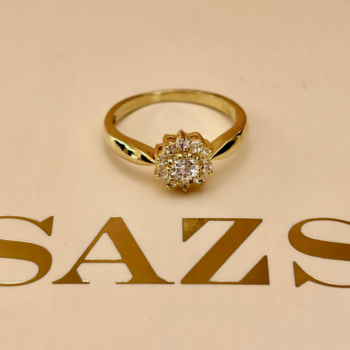 Zircone Flower Dainty Gold Ring | Gold Plated | ZsaZsa