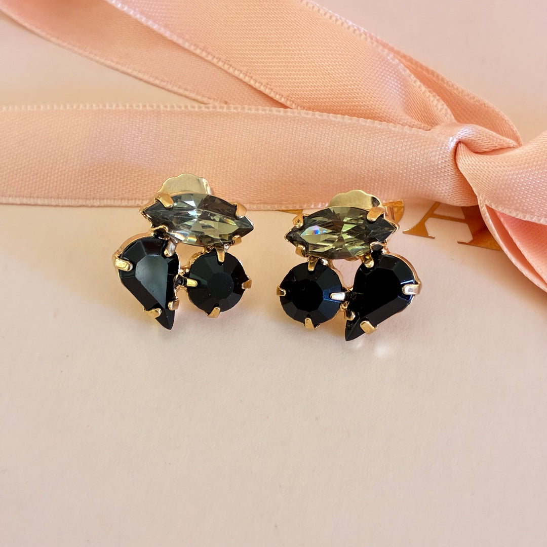 Black mixed shapes Preciosa crystals studs