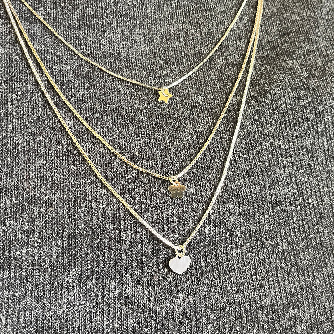 White Gold plated 3 rows necklace