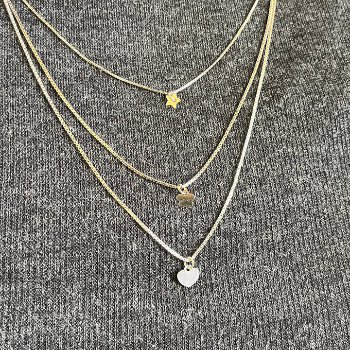 White Gold plated 3 rows necklace