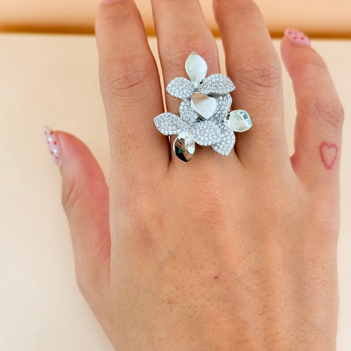 Flower zircone silver set