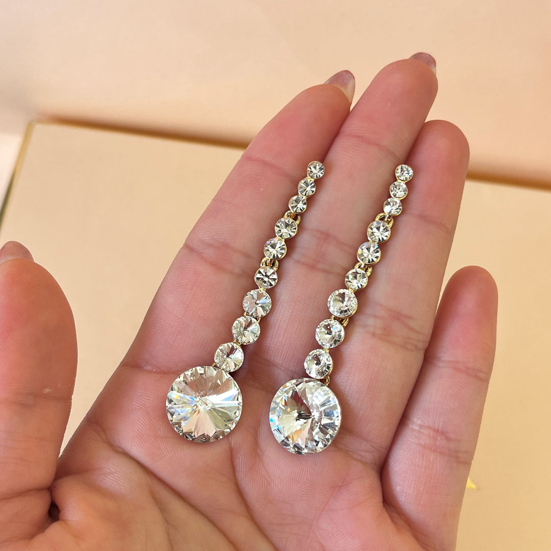Swarovski crystals round gold plated earrings
