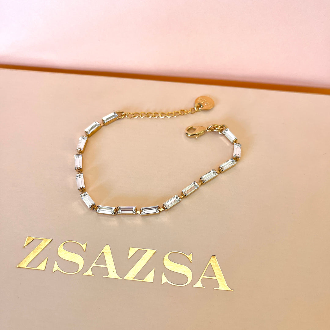 Swarovski crystals baguette gold plated set