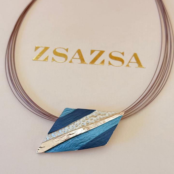 Mixed texture blue enamel rose gold plated set