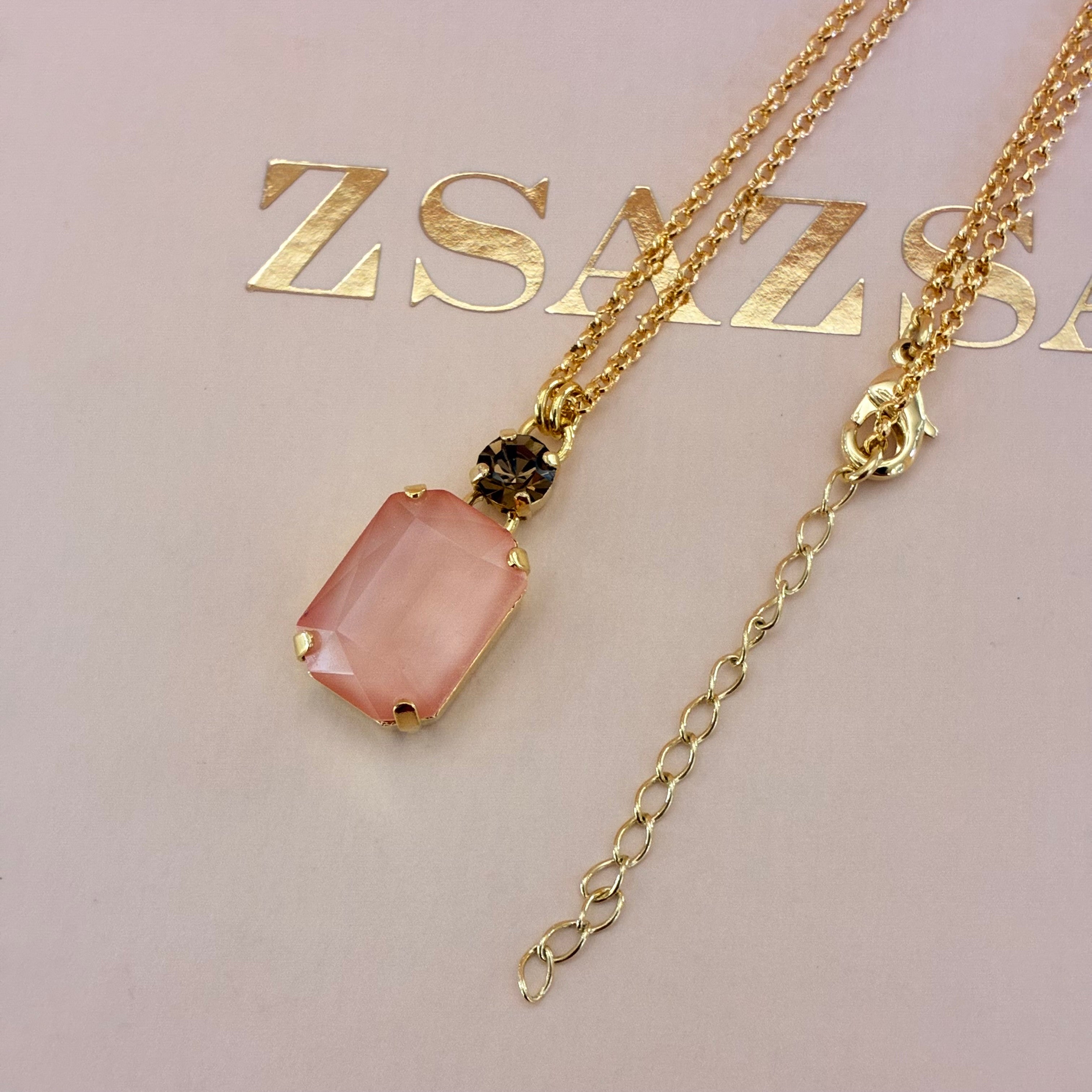 Peach Rectangular Swarovski crystals set