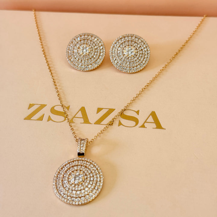 Round zircone gold plated set