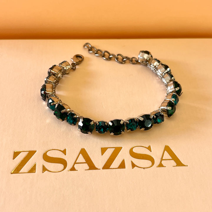Dark green preciosa crystals bracelet