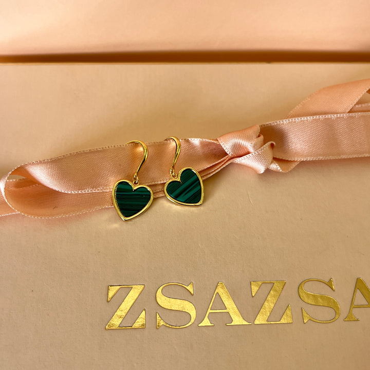 Green heart gold plated hooks