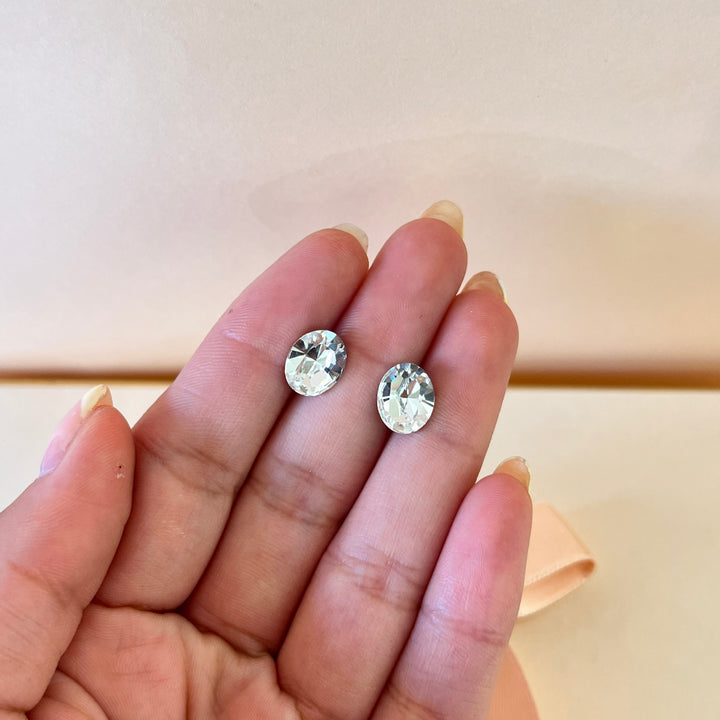 Swarovski crystals oval white gold plated studs