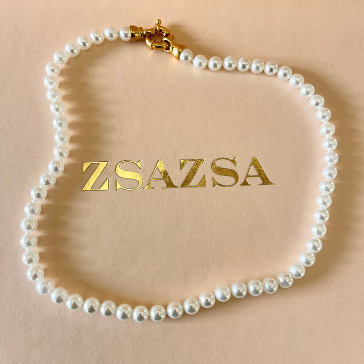 White Mallorca pearls gold plated set