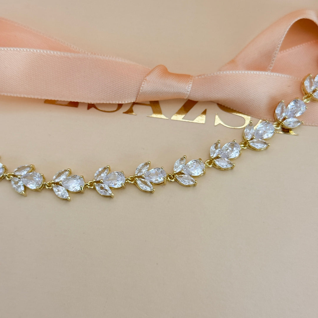Zircone marquise and teardrop gold plated bracelet