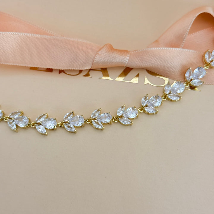 Zircone marquise and teardrop gold plated bracelet