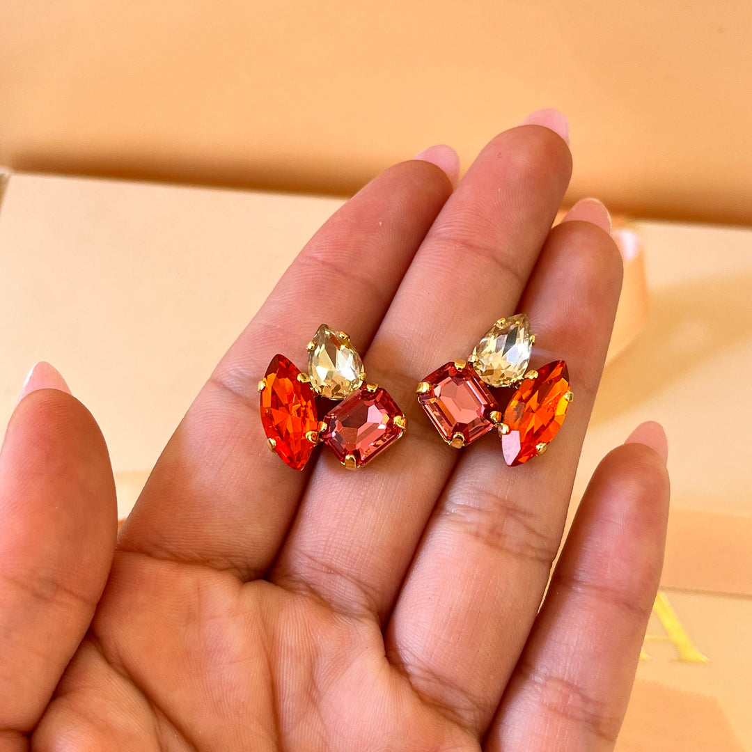 Fuchsia and orange Swarovski crystals set
