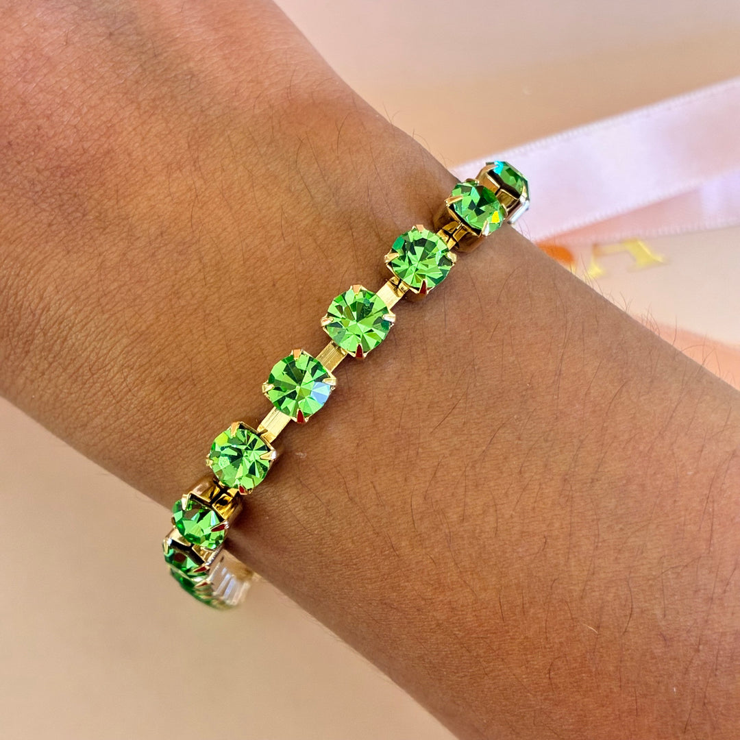 Green Preciosa crystals gold plated set