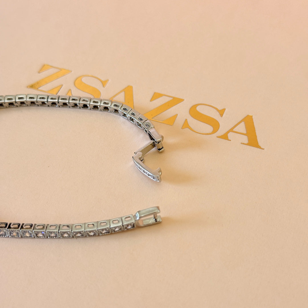 Dainty Square zircone silver bracelet